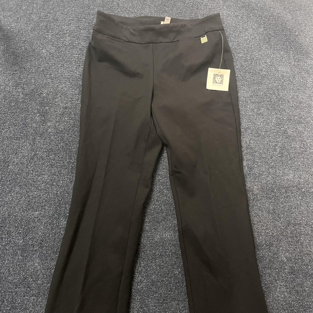 Anne Klein Pants Womens 4 Black Straight Leg Pull On Dress Work Career Office